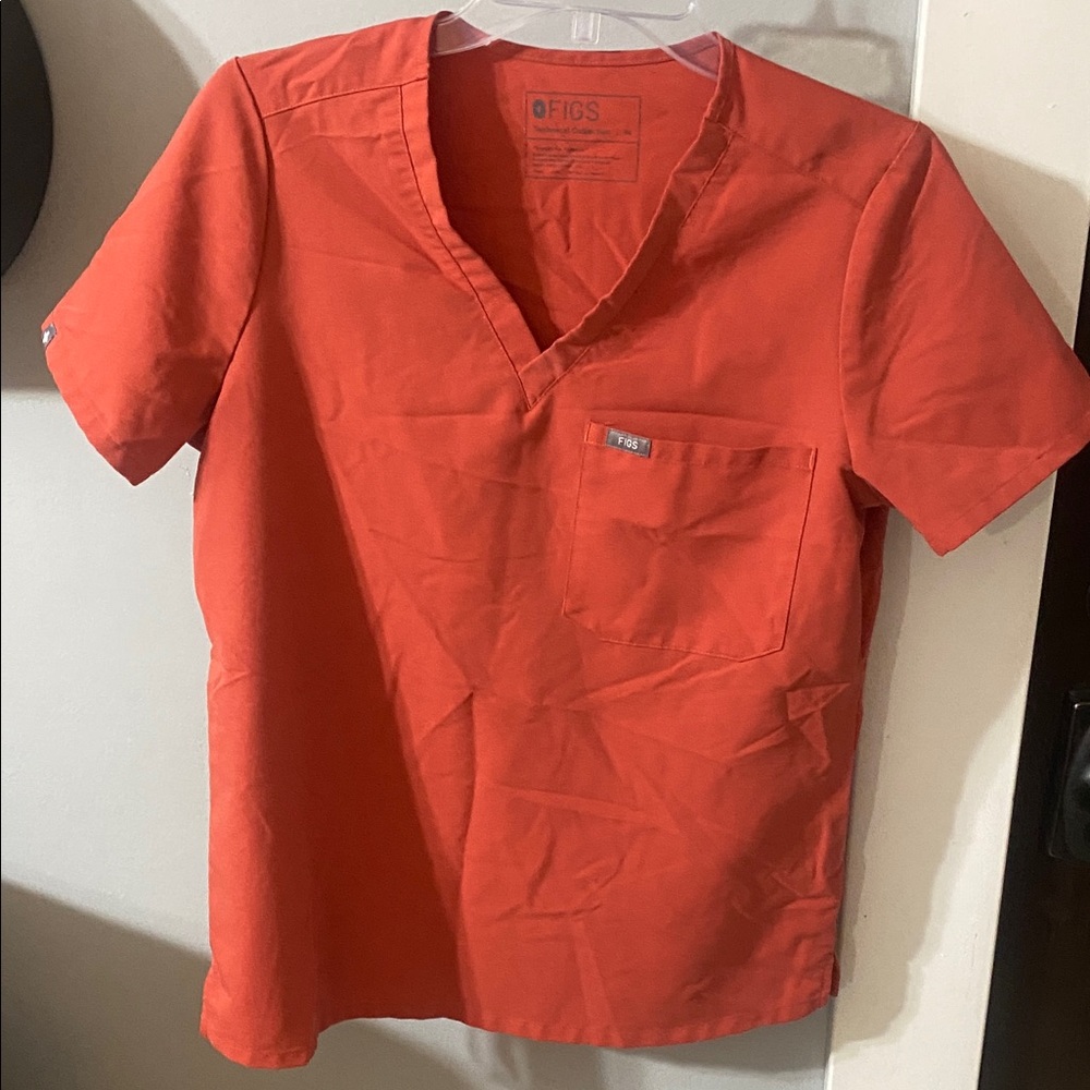 Figs Bright Orange V-Neck Tee
